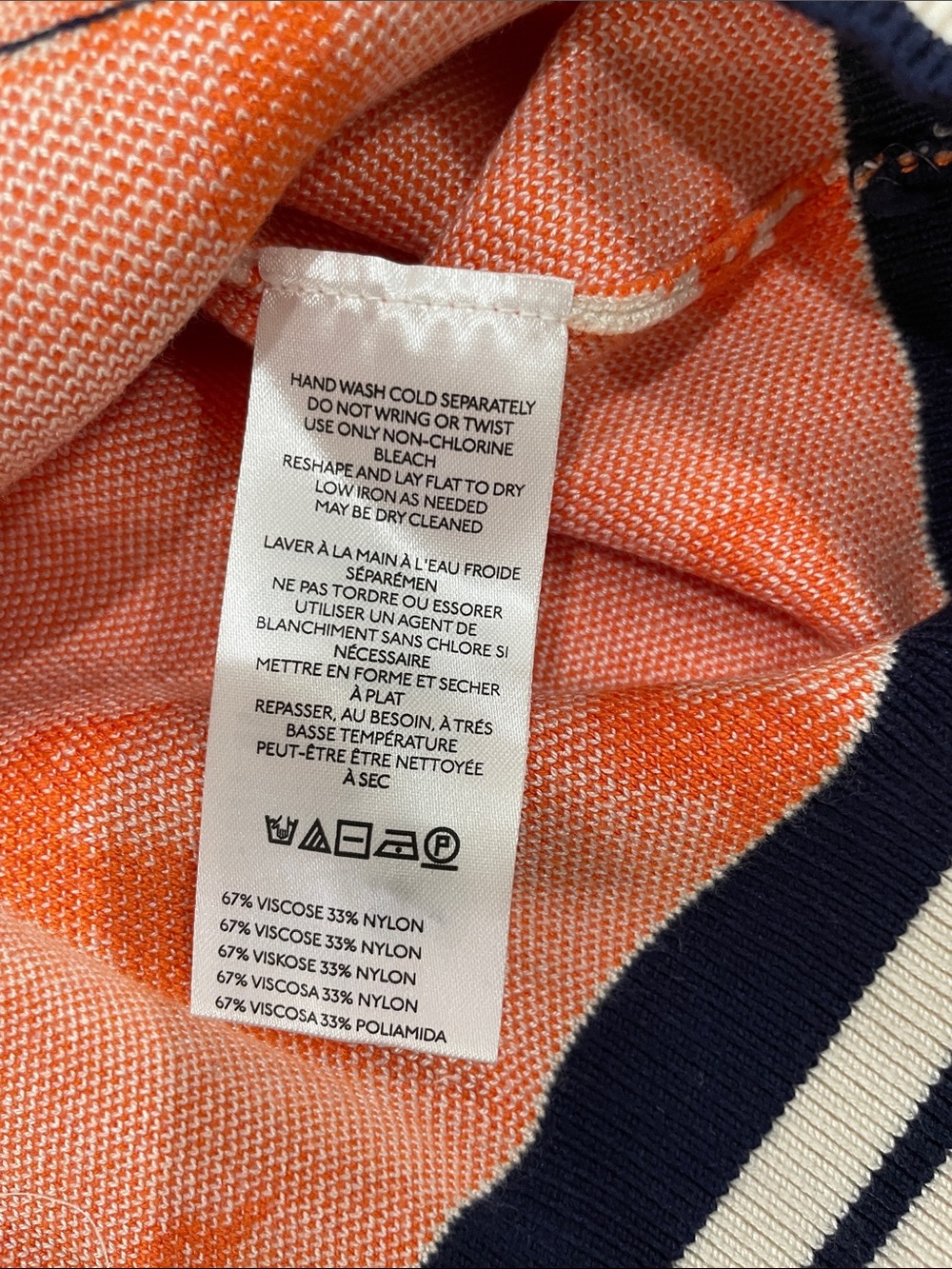 Maeve Orange Seahorse Short Sleeve Cardigan with Navy Trim - Picture 5 of 5